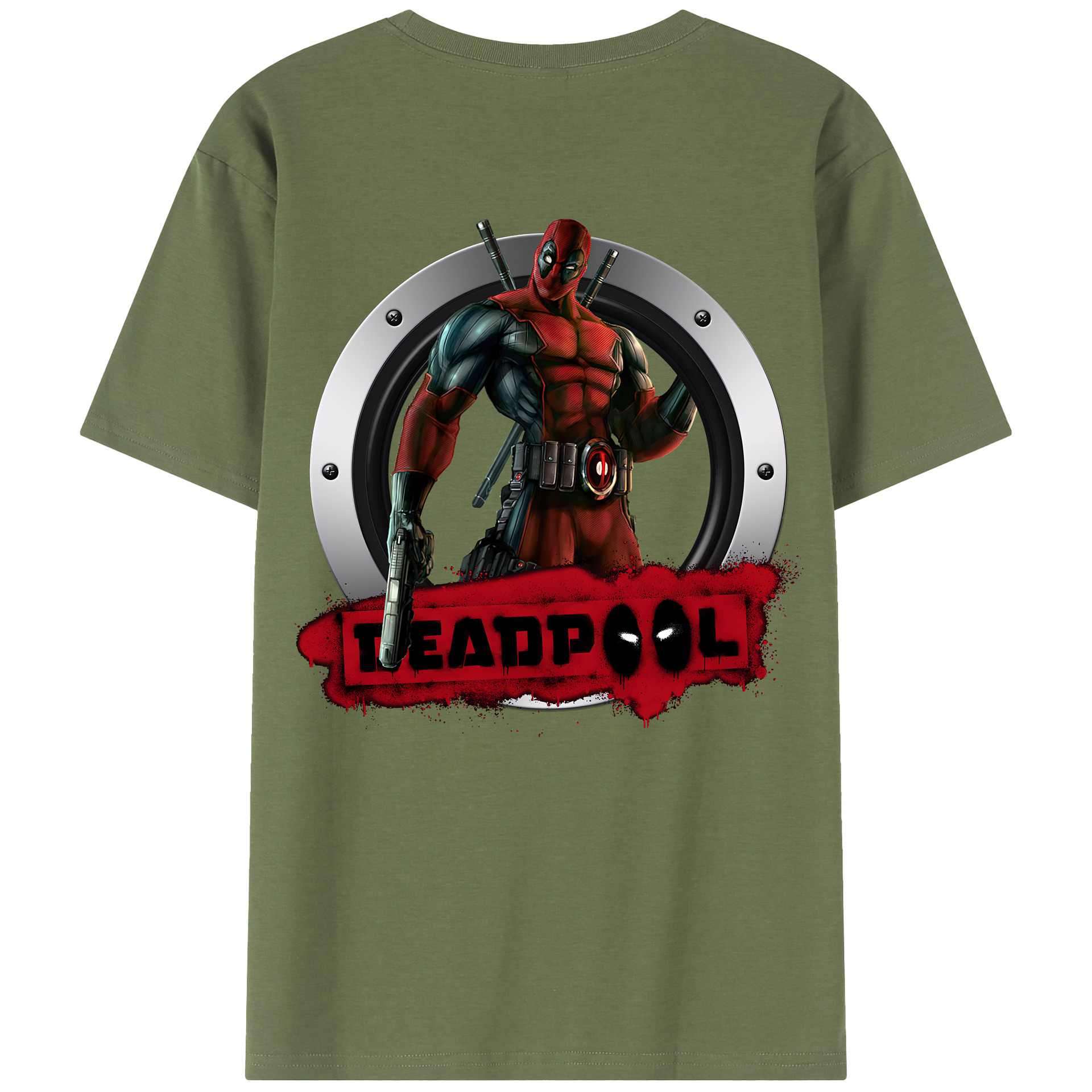 （画像用） Deadpool デッドプール 綿100％半袖Tシャツ（背面プリント）